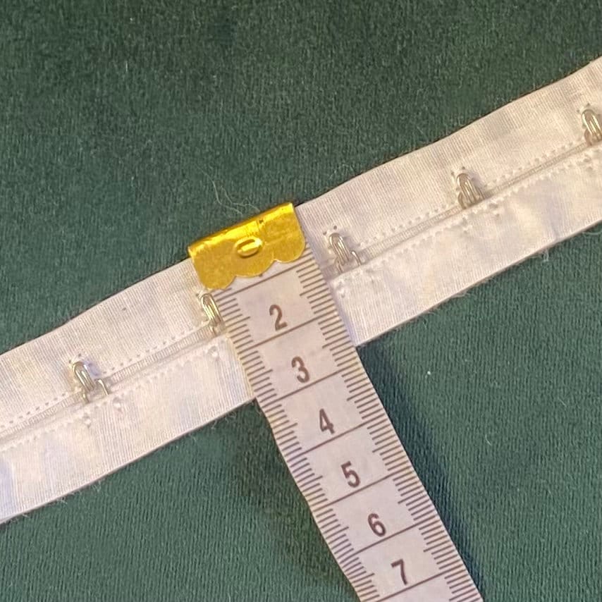 Hook and Eye tape , white , silver metal hooks,